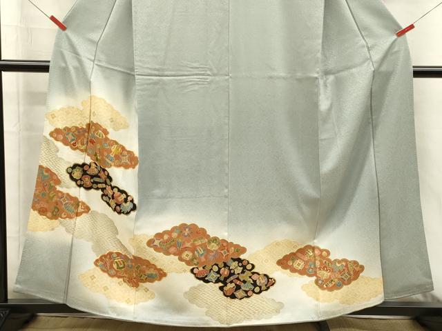 平和屋着物■豪華色留袖 駒刺繍 雲取り宝尽くし文 暈し染め 金彩 正絹 逸品 DABI3687ya