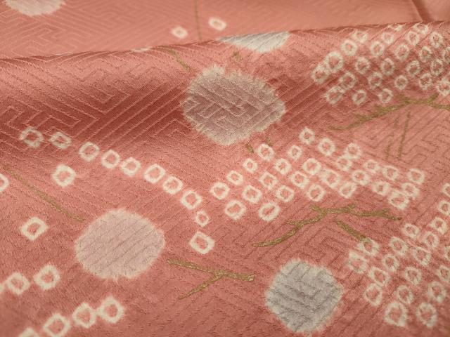 平和屋着物■訪問着 絞り 流水花松文 金彩 正絹 逸品 DABI3693ya