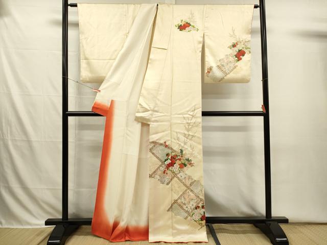 平和屋着物■訪問着 籬花文 金彩 正絹 逸品 DABI3697ya