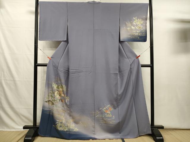 平和屋着物■訪問着 御所車花文 暈し染め 金銀彩 正絹 逸品 未使用 DABI3699ya