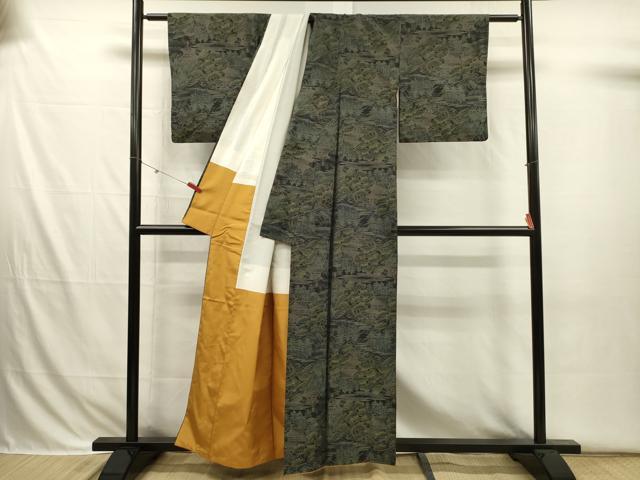 平和屋着物■本場大島紬 風景松文 正絹 逸品 DABI3700ya