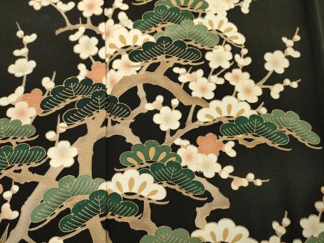 平和屋着物■豪華黒留袖 松竹梅 金彩 正絹 逸品 DABI3708ya