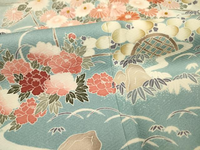平和屋着物■訪問着 作家物 刺繍 風景花文 暈し染め 正絹 逸品 DABI3712ya