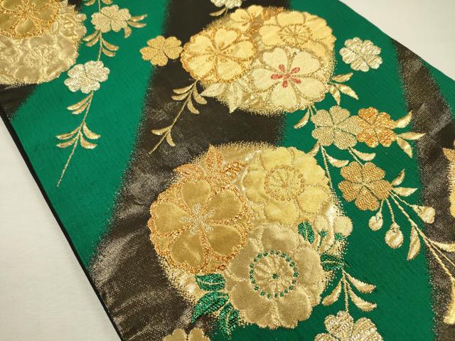 平和屋着物◎六通柄袋帯 草花文 金糸 正絹 逸品 DABI3742ya