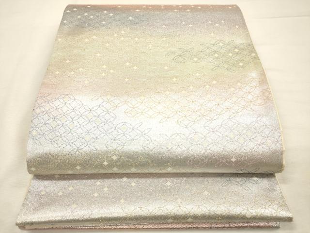 平和屋着物◎六通柄袋帯 霞文 銀糸 正絹 逸品 DABI3754ya
