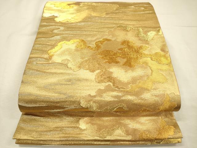 平和屋着物◎六通柄袋帯 雲取り霞文 金糸 正絹 逸品 DABI3771ya