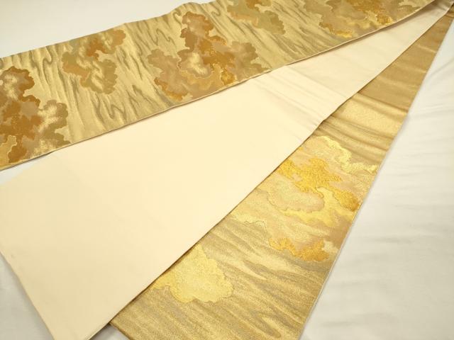 平和屋着物◎六通柄袋帯 雲取り霞文 金糸 正絹 逸品 DABI3771ya