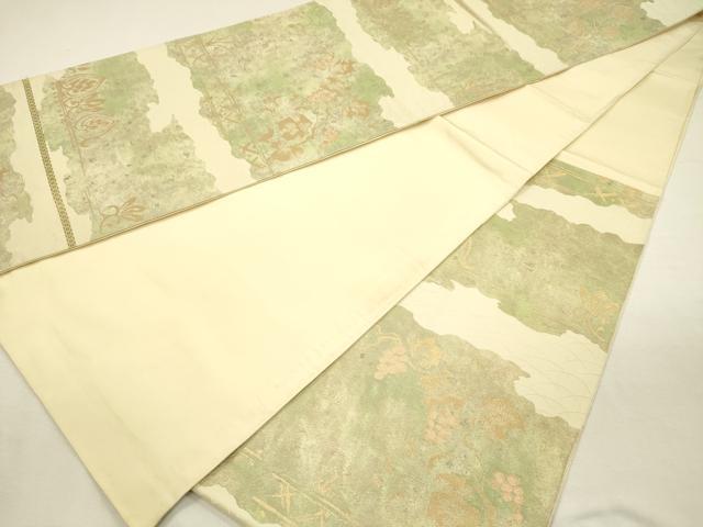 平和屋着物◎六通柄袋帯 葡萄蔦の葉文 金糸 正絹 逸品 DABI3772ya