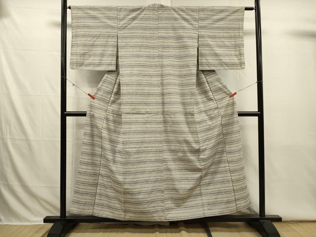 平和屋着物■上質な紬 横段文 正絹 逸品 DABI3776ya