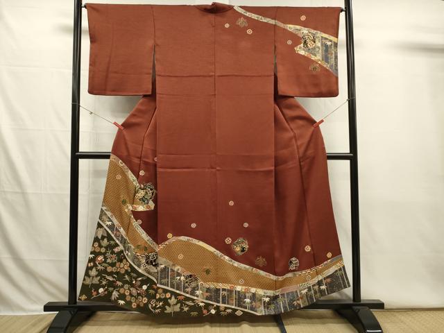 平和屋着物■訪問着 螺鈿 舞蝶花文 宝尽くし 金彩 正絹 逸品 DABI3780ya