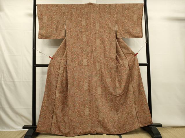 平和屋着物■上質な小紋 草花間道 正絹 逸品 DABI3789ya