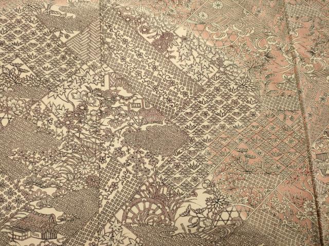 平和屋着物■訪問着 風景花松文 暈し染め 正絹 逸品 DABI3795ya