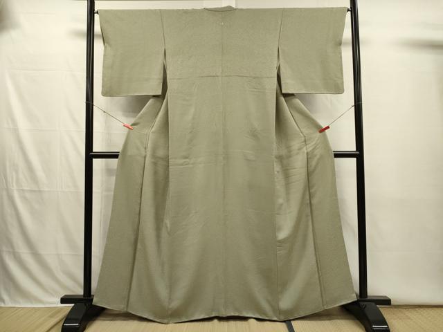 平和屋着物■上質な色無地 霞地紋 柳染色 正絹 逸品 DABI3813ya