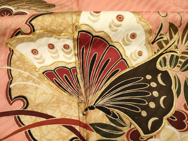 平和屋着物■豪華振袖 駒刺繍 舞蝶雪輪花文 枝垂れ藤 暈し染め 金彩 正絹 逸品 DABI3817ya
