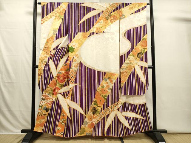 平和屋着物□豪華振袖 駒刺繍 笹竹花文 金彩 正絹 逸品 DABI3820ya