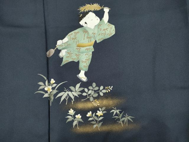 平和屋着物■訪問着 枝花文 童子遊び 暈し染め 金彩 正絹 逸品 DABI3821ya