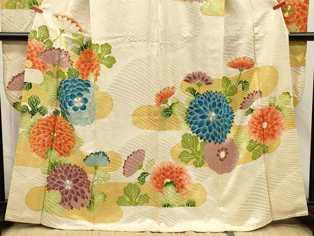 平和屋着物■豪華振袖 駒刺繍 エ霞菊文 金彩 正絹 逸品 DABI3839ya