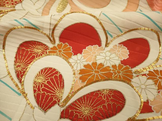 平和屋着物■豪華振袖 駒刺繍 枝花文 金彩 正絹 逸品 DABI3840ya