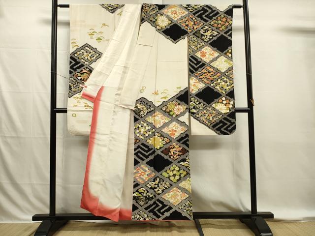 平和屋着物■豪華振袖 花菱文 宝尽くし 松竹梅 金彩 正絹 逸品 DABI3849ya