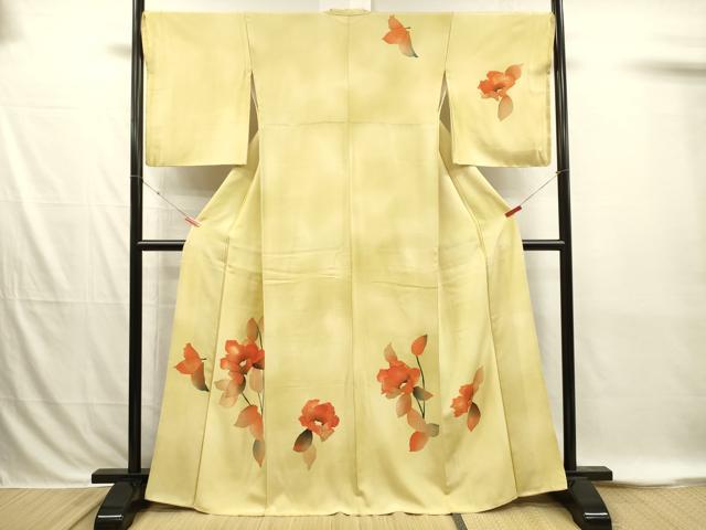 平和屋着物■訪問着 ろうけつ染め 草花文 暈し染め 正絹 逸品 DABI3858ya
