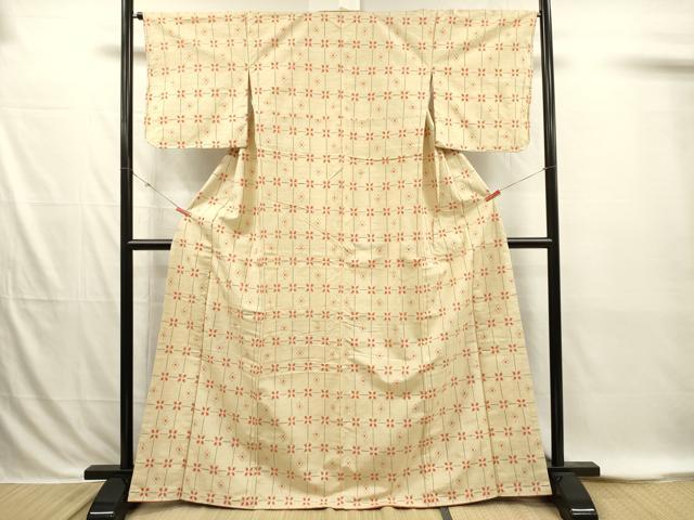 平和屋着物■上質な紬 格子花文 正絹 逸品 DABI3877ya