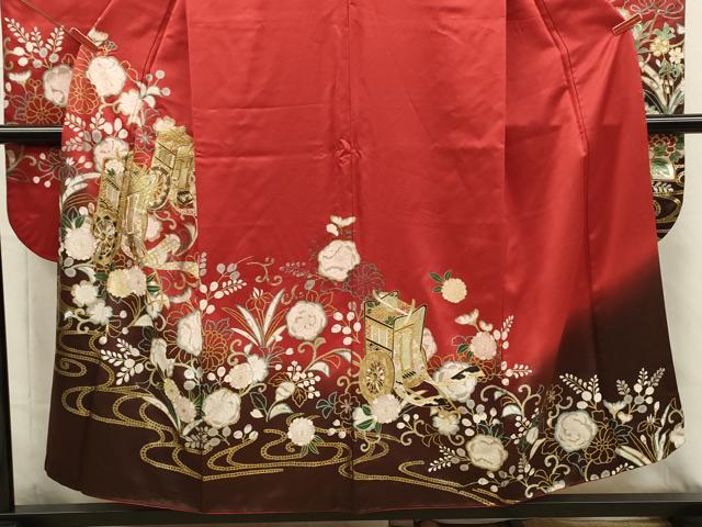 平和屋着物■豪華振袖 御所車花文 暈し染め 金銀彩 正絹 逸品 DABI3894ya