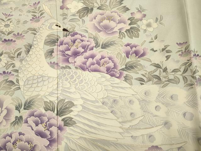 平和屋着物■豪華色留袖 孔雀花文 金彩 正絹 逸品 DABI3896ya