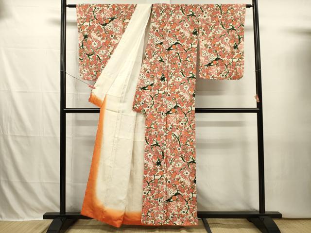 平和屋着物■上質な小紋 枝花文 枝梅 金彩 正絹 逸品 DABI3898ya