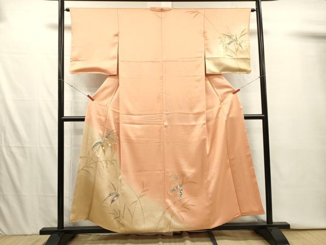 平和屋着物■訪問着 駒刺繍 草花松文 暈し染め 金彩 正絹 逸品 DABI3916ya