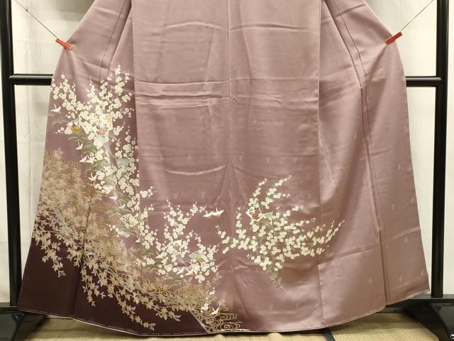 平和屋着物■訪問着 扇面飛鶴花松文 暈し染め 金彩 正絹 逸品 未使用 DABI3917ya