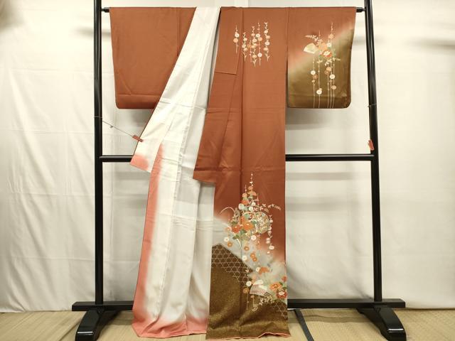 平和屋着物■訪問着 駒刺繍 花鼓文 暈し染め 金彩 正絹 逸品 DABI3918ya