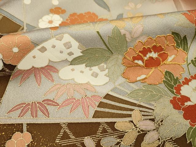 平和屋着物■訪問着 駒刺繍 花鼓文 暈し染め 金彩 正絹 逸品 DABI3918ya