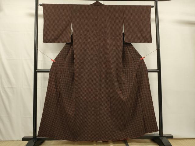 平和屋着物■小紋 七宝繋ぎ 黒地 洗える着物 DABI3922ya