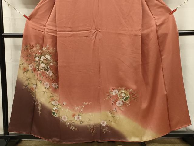 平和屋着物■訪問着 雪輪花車文 暈し染め 金彩 さが美扱い 正絹 逸品 DABI3927ya