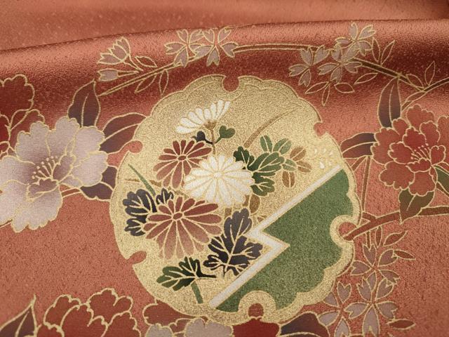 平和屋着物■訪問着 雪輪花車文 暈し染め 金彩 さが美扱い 正絹 逸品 DABI3927ya