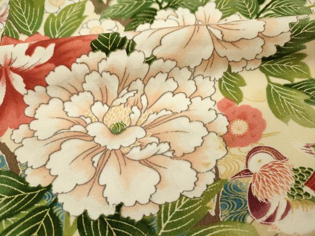 平和屋着物■上質な小紋 花鳥文 牡丹 正絹 逸品 DABI3929ya