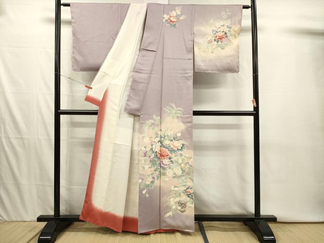 平和屋着物■訪問着 花籠文 暈し染め 正絹 逸品 DABI3940ya