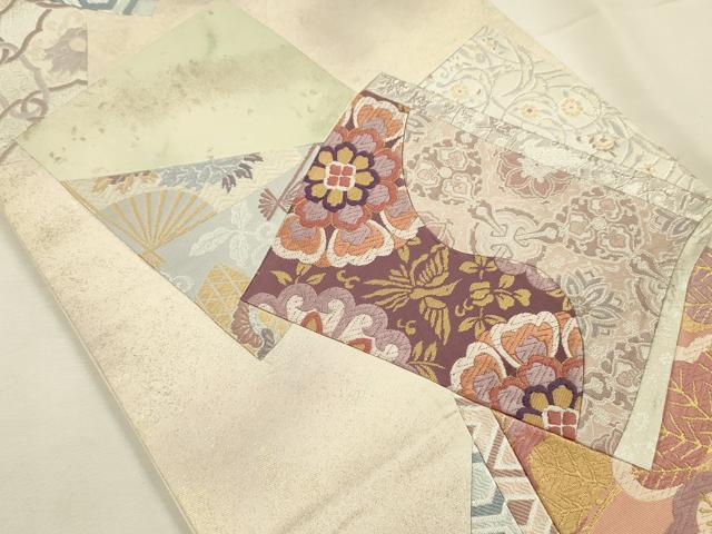 平和屋着物◎六通柄袋帯 唐織 冊子花鳥文 切嵌 金銀糸 正絹 逸品 DABI3948ya