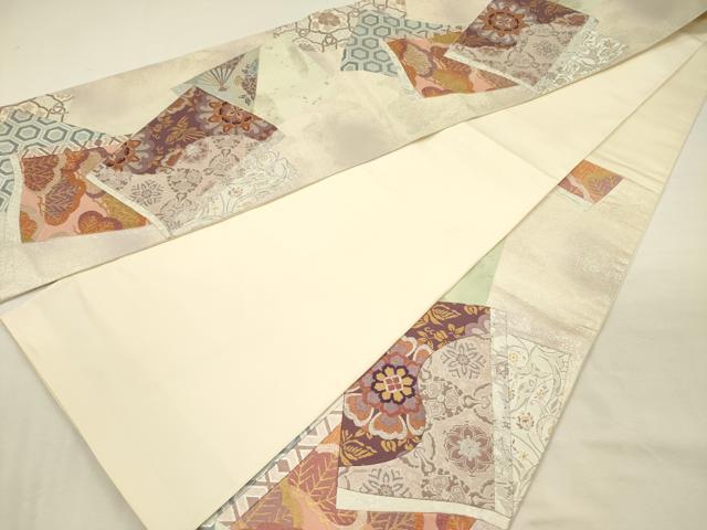 平和屋着物◎六通柄袋帯 唐織 冊子花鳥文 切嵌 金銀糸 正絹 逸品 DABI3948ya