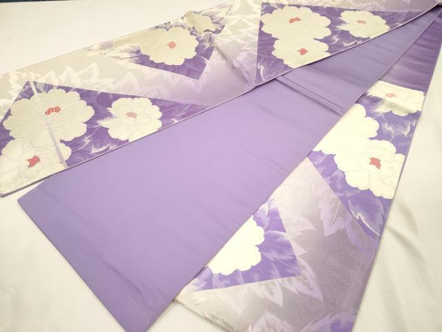 平和屋着物◎六通柄袋帯 唐織 牡丹 銀糸 正絹 逸品 DABI3962ya