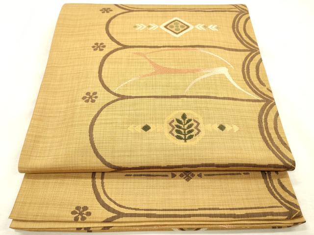平和屋着物◎六通柄袋帯 動物抽象文 楽山 正絹 逸品 DABI3967ya