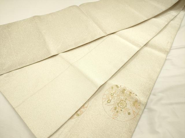 平和屋着物◎綴れ 太鼓柄袋帯 絵皿花鳥文 金彩 正絹 逸品 DABI3972ya