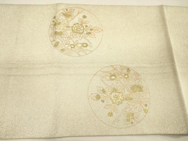 平和屋着物◎綴れ 太鼓柄袋帯 絵皿花鳥文 金彩 正絹 逸品 DABI3972ya