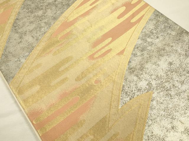 平和屋着物◎六通柄袋帯 エ霞文 金銀糸 正絹 逸品 DABI3980ya