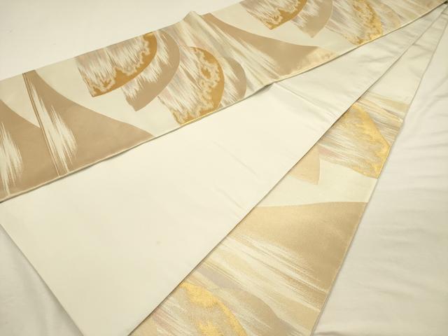 平和屋着物◎六通柄袋帯 重ね山文 金糸 正絹 逸品 DABI3989ya