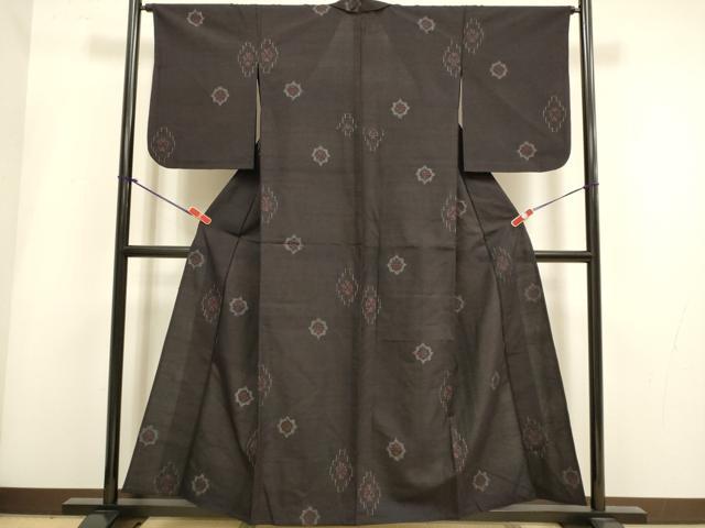 平和屋着物▽上質な紬 単衣 舞花文 正絹 逸品 DABI4001du