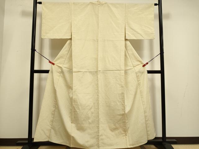 平和屋着物▽本塩沢 単衣 十字絣 正絹 逸品 DABI4003du
