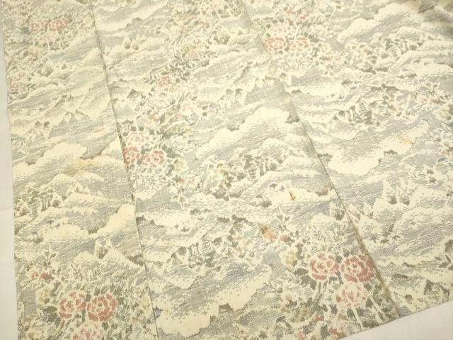 平和屋着物▽上質な紬 単衣 花鳥文 正絹 逸品 DABI4011du