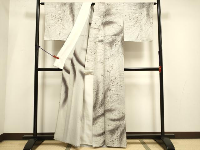 平和屋着物▽上質な小紋 単衣 秋草文 暈し染め 正絹 逸品 DABI4012du