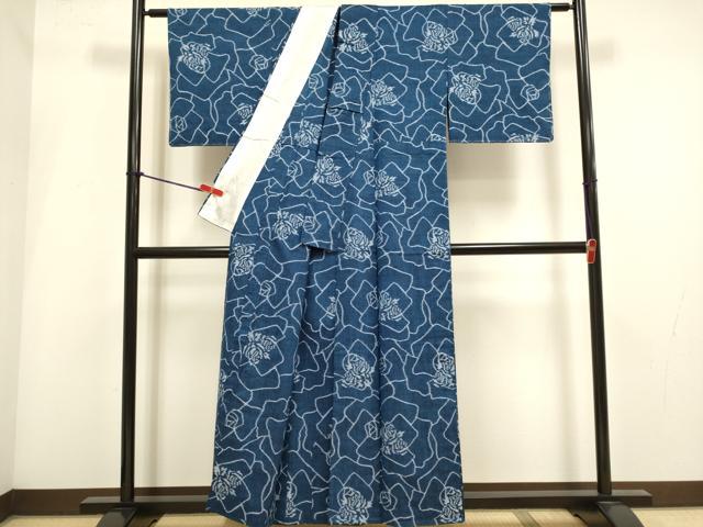 平和屋着物▽上質な紬 単衣 薔薇 正絹 逸品 DABI4014du